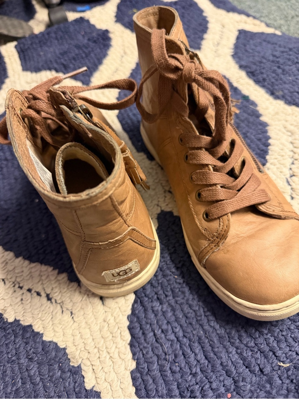 UGG Women's Tan Lace-Up Leather Boots